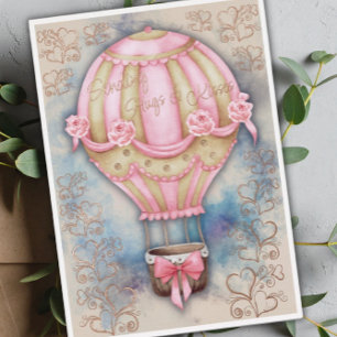 Carte De Vœux En Aluminium Saint-Valentin Montgolfière Vintage