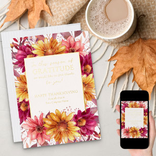 Carte De Vœux En Aluminium Saison de gratitude Automne floral Action de grâce