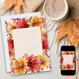 Carte De Vœux En Aluminium Saison florale d'automne de gratitude Action de gr