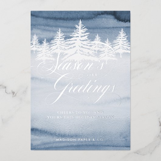 Carte De Vœux En Aluminium Saison's Greeting Script Winter Forest Business (Recto)