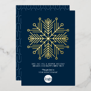 Carte De Vœux En Aluminium Salutation d'entreprise - Flocon de neige avec Mar