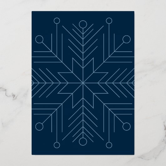 Carte De Vœux En Aluminium Salutation d'entreprise Snowflake Marine Blue Gold (Verso)