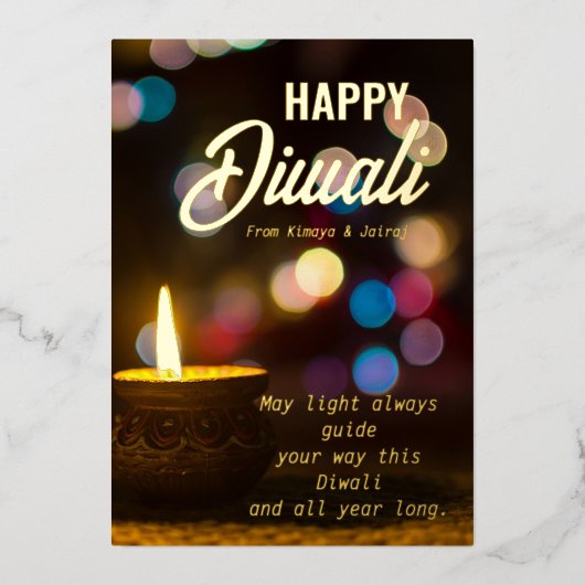 Carte De Vœux En Aluminium Salutation Diwali (Recto)