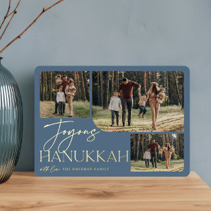 Carte De Vœux En Aluminium Salutation festive Collage photo Joyous Hanoukka