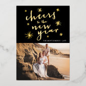 Carte De Vœux En Aluminium Salutations Au Nouvel An Starbursts Fireworks Phot (Recto)