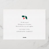 Carte De Vœux En Aluminium Salutations de la saison Foliage Baies de houx mod (Verso)