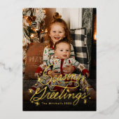 Carte De Vœux En Aluminium Salutations de saison lettrage main original (Recto)