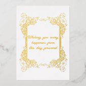 Carte De Vœux En Aluminium Salutations Mariage Gold Foil (Recto)