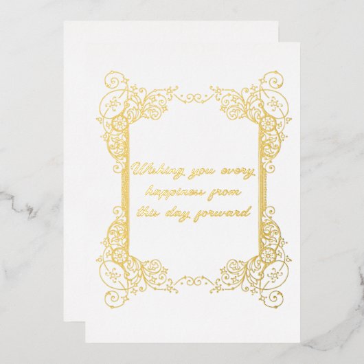 Carte De Vœux En Aluminium Salutations Mariage Gold Foil (Recto/Verso)