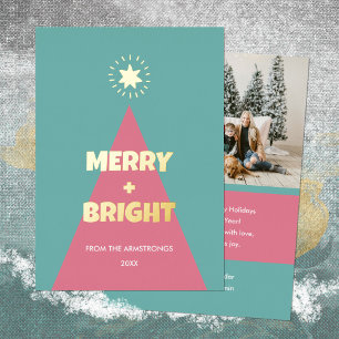 Carte De Vœux En Aluminium Sapin de Noël Élégant Minimaliste à Blocs de Coule