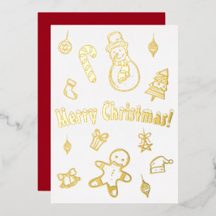 Carte De Vœux En Aluminium Sapin de Noël Xmas Bonhomme de neige Cloches Canne