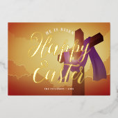 Carte De Vœux En Aluminium Sash violet sur croix avec des polices d'or (Recto)