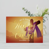 Carte De Vœux En Aluminium Sash violet sur croix avec des polices d'or (Debout devant)