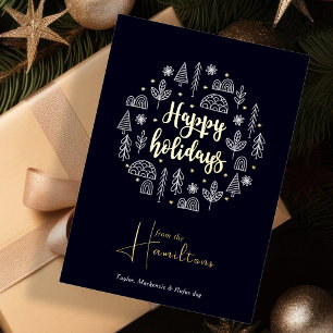Carte De Vœux En Aluminium Scandinave Nordique Joyeuses Fêtes Personnalisé