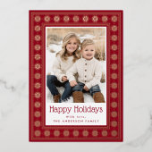 Carte De Vœux En Aluminium Scandinavian star pattern border Happy Holidays (Recto)