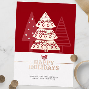 Carte De Vœux En Aluminium Scandinavie Nordic Joyeuses Fêtes de Noël Arbres