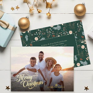 Carte De Vœux En Aluminium Scénario de Noël Photo complète de verdure Message