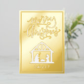 Carte De Vœux En Aluminium Scène de Nativité Joyeux Noël (Debout devant)