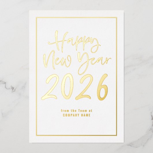 Carte De Vœux En Aluminium Script Bordure Logo QR Société Bonne Année 2026 (Recto)