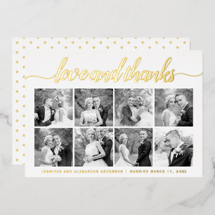 Carte De Vœux En Aluminium Script cursif Merci huit photo collage or