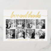 Carte De Vœux En Aluminium Script cursif Merci huit photo collage or (Recto)