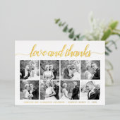 Carte De Vœux En Aluminium Script cursif Merci huit photo collage or (Debout devant)