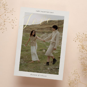 Carte De Vœux En Aluminium Script d'amour minimal moderne Photo Valentine's