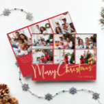 Carte De Vœux En Aluminium Script de fête Rouge Neuf-Photo Joyeux or de Noël<br><div class="desc">Célébrez la saison avec cette carte de vacances en feuille d'or Joyeux Noël en écriture rouge neuf photo avec une touche de charme élégant. Le design chic présente une palette de couleurs or et rouge simple, évoquant l'esprit cosy de l'hiver. Son attrait moderne et unique et sa formulation rustique créent...</div>