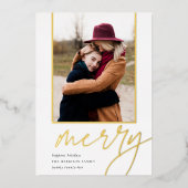 Carte De Vœux En Aluminium Script de hachage | Joyeuse photo verticale (Recto)