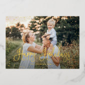 Carte De Vœux En Aluminium Script de neige moderne 2 photo (Recto)