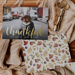 Carte De Vœux En Aluminium Script de remerciement Photo Thanksgiving