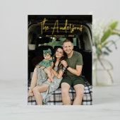 Carte De Vœux En Aluminium Script de signature moderne Photo Plat vert (Debout devant)