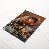 Carte De Vœux En Aluminium Script élégant Joyeux Noël feuille d'or Photo (Rotation)