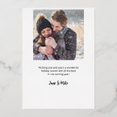 Carte De Vœux En Aluminium Script élégant Joyeux Noël feuille d'or Photo (Verso)