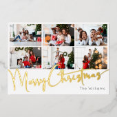 Carte De Vœux En Aluminium Script festif Neuf-Photo Joyeux or de Noël (Recto)