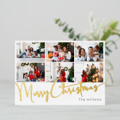 Carte De Vœux En Aluminium Script festif Neuf-Photo Joyeux or de Noël (Debout devant)