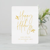 Carte De Vœux En Aluminium Script Festif Simple (Debout devant)