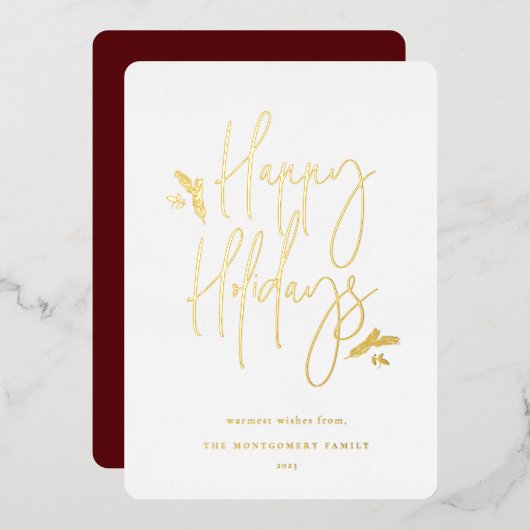 Carte De Vœux En Aluminium Script Festif Simple (Recto/Verso)