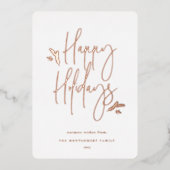 Carte De Vœux En Aluminium Script Festif Simple (Recto)