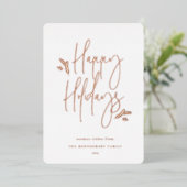 Carte De Vœux En Aluminium Script Festif Simple (Debout devant)
