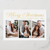 Carte De Vœux En Aluminium Script Gold Calligraphy Joyeux Noël 3 Photo (Recto)