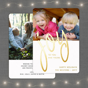 Carte De Vœux En Aluminium Script Joy 2 Photo Simple Moderne Minimaliste