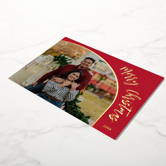 Carte De Vœux En Aluminium Script Joyeux Noël en Or (Rotation)