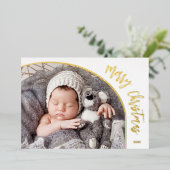 Carte De Vœux En Aluminium Script Joyeux Noël en Or (Debout devant)