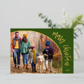 Carte De Vœux En Aluminium Script Joyeux Noël Or (Debout devant)