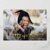 Carte De Vœux En Aluminium Script manuscrit Happy Halloween Photo (Recto)