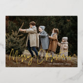 Carte De Vœux En Aluminium Script manuscrit Joyeux Noël 2 Photo (Recto)