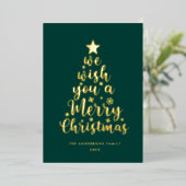 Carte De Vœux En Aluminium Script minimal Deep Green Joyeux Noël (Debout devant)