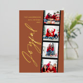 Carte De Vœux En Aluminium Script minimal moderne multi photo noël rouille (Debout devant)