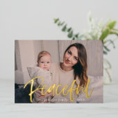 Carte De Vœux En Aluminium Script moderne calme Ice Blue Photo (Debout devant)